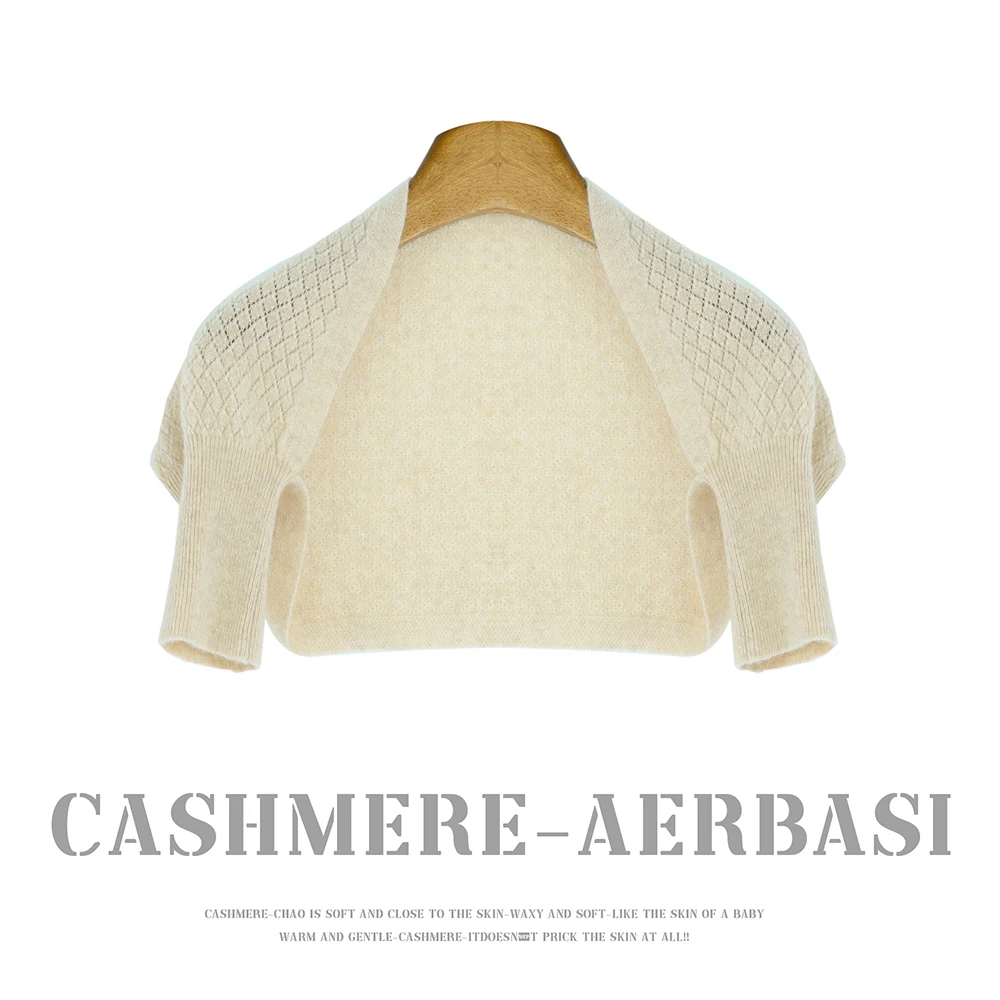 

Luxurious 100% Cashmere Lace-Up Knit Shoulder Protection Warm Autumn Winter Top with Versatile Small Sleeves Versatile Styling