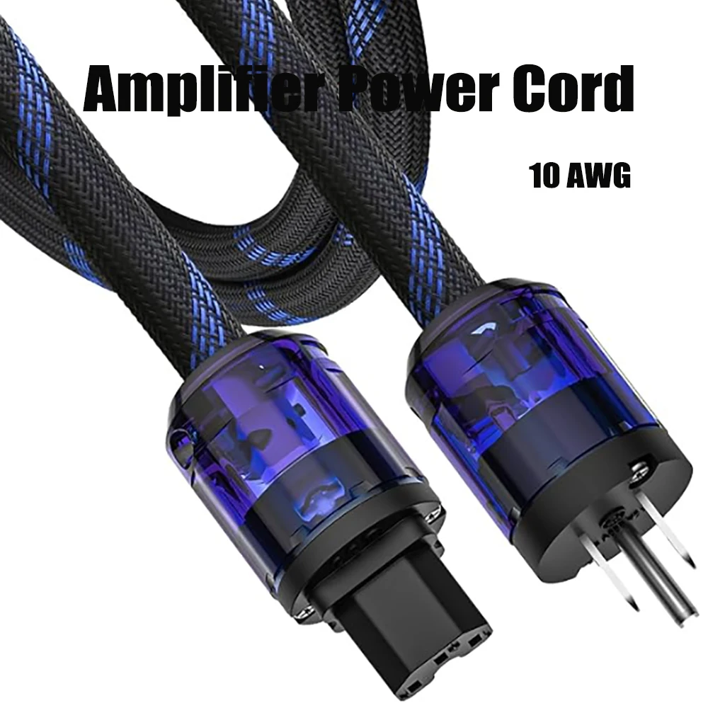 HiFi Power Cable 10AWG EU/US Schuko AC Power Cable Amplifier Power Cord,Audiophile Braided Sleeve Shielding AC Power Wire