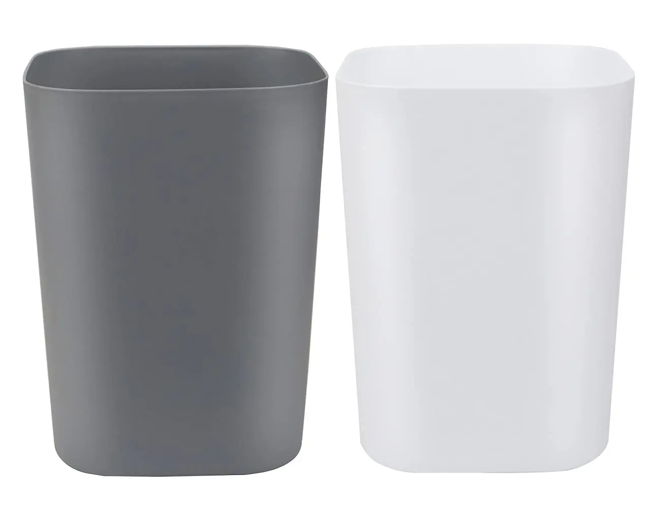 

2-Pack 2 Gallon Small Trash Can, Square Wastebasket for Bathroom, Bedroom, Kitchen, Under Sink, White+Gray