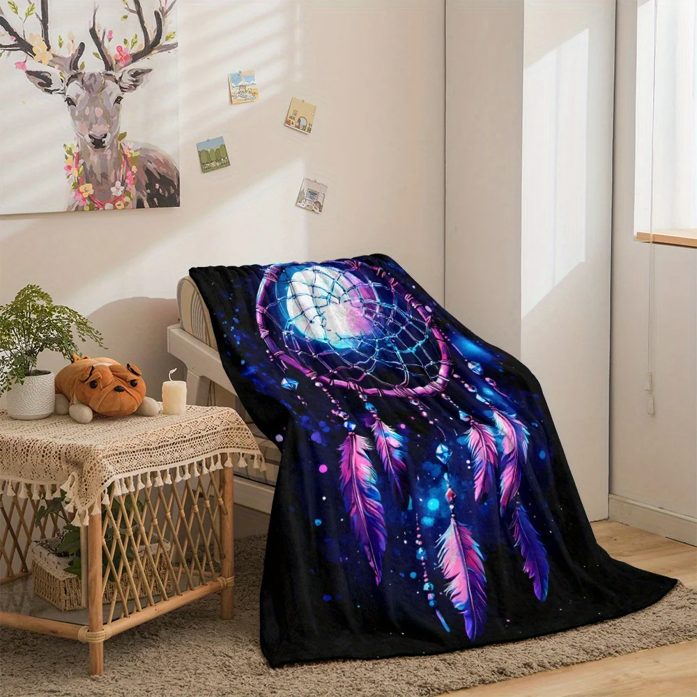 Dream Catcher Print Fleece Blanket – Lightweight Flannel Throw for Sofa, Bed, Travel – All-Season for Camping,  Living Room