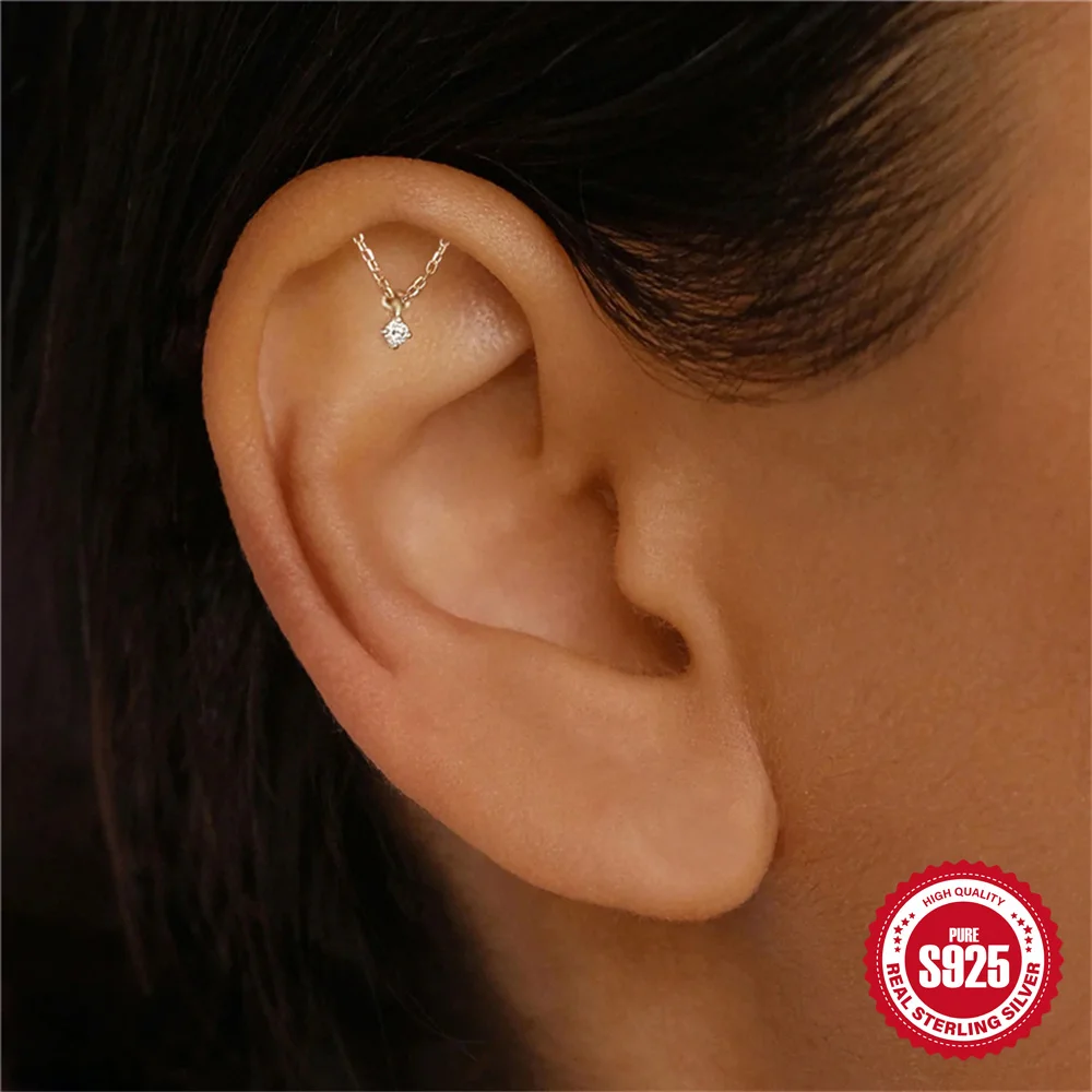 AIDE 925 Sterling Silver Star Moon Charm Tassel Piercing Earring Women's Dainty Multiple Styles Fine Jewelry Valentine Day Gift