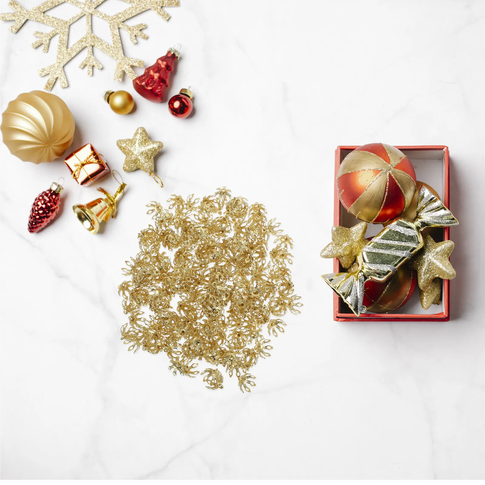 

200Pcs 10Mm Pure Copper Floral Bead Caps Seven Petal Grip Style Craft Supplies for Handmade Jewelry DIY Earring Pendant Projects