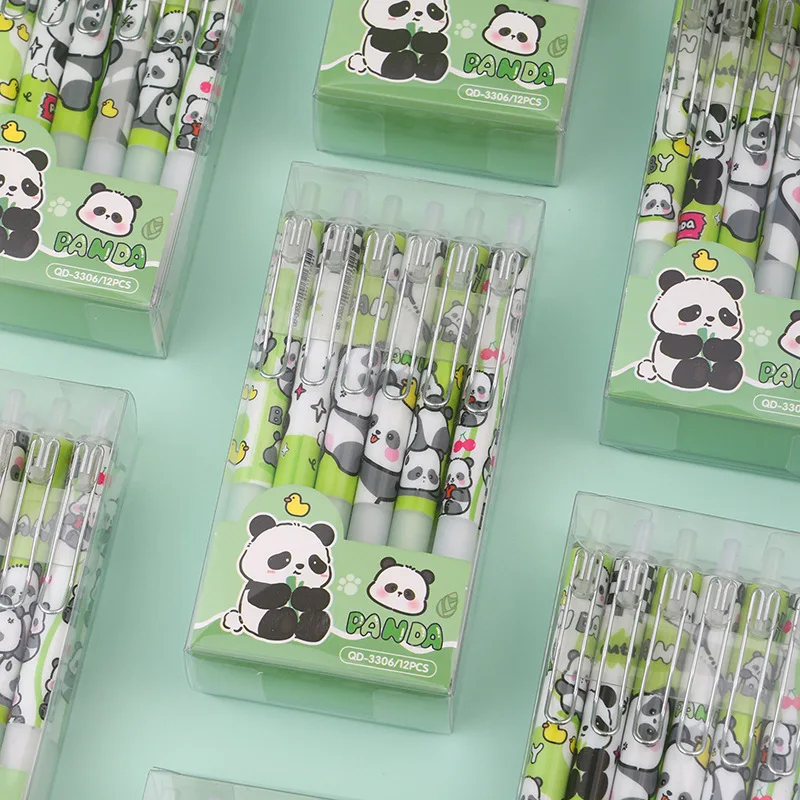 12 Stück Cartoon Panda Capybara Box Press Pen Schwarz ST Neutralstift Schulbriefpapier