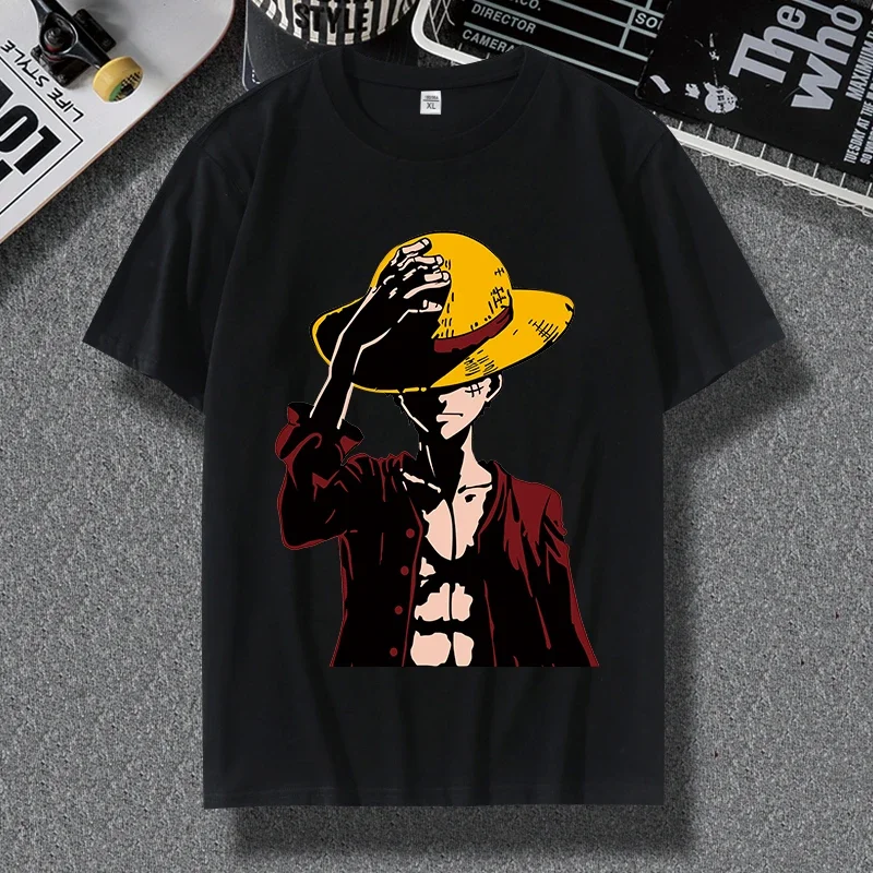 

ONE PIECE Luffy Roronoa Zoro Anime Peripheral Kid Girl Loose Short Sleeve T-Shirt College Style Boy Top Summer Parent-Child Wear