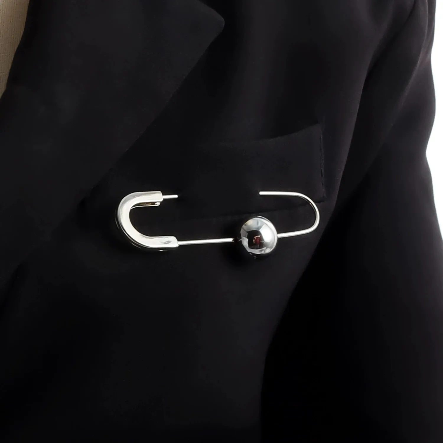 Simple Functional Paper Clip Brooch Smooth Beads Safety Pins Jewelry Ornaments for Scarf Coat Bag Garment Decoration Accessories