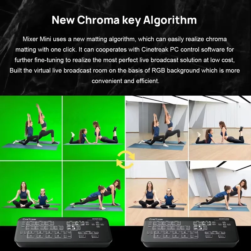 Cinetreak Mixer MiNi 4 canales FHD Video Streaming en vivo Swithcer compatible con entrada multiformato y conmutación multicámara PIP personalizable