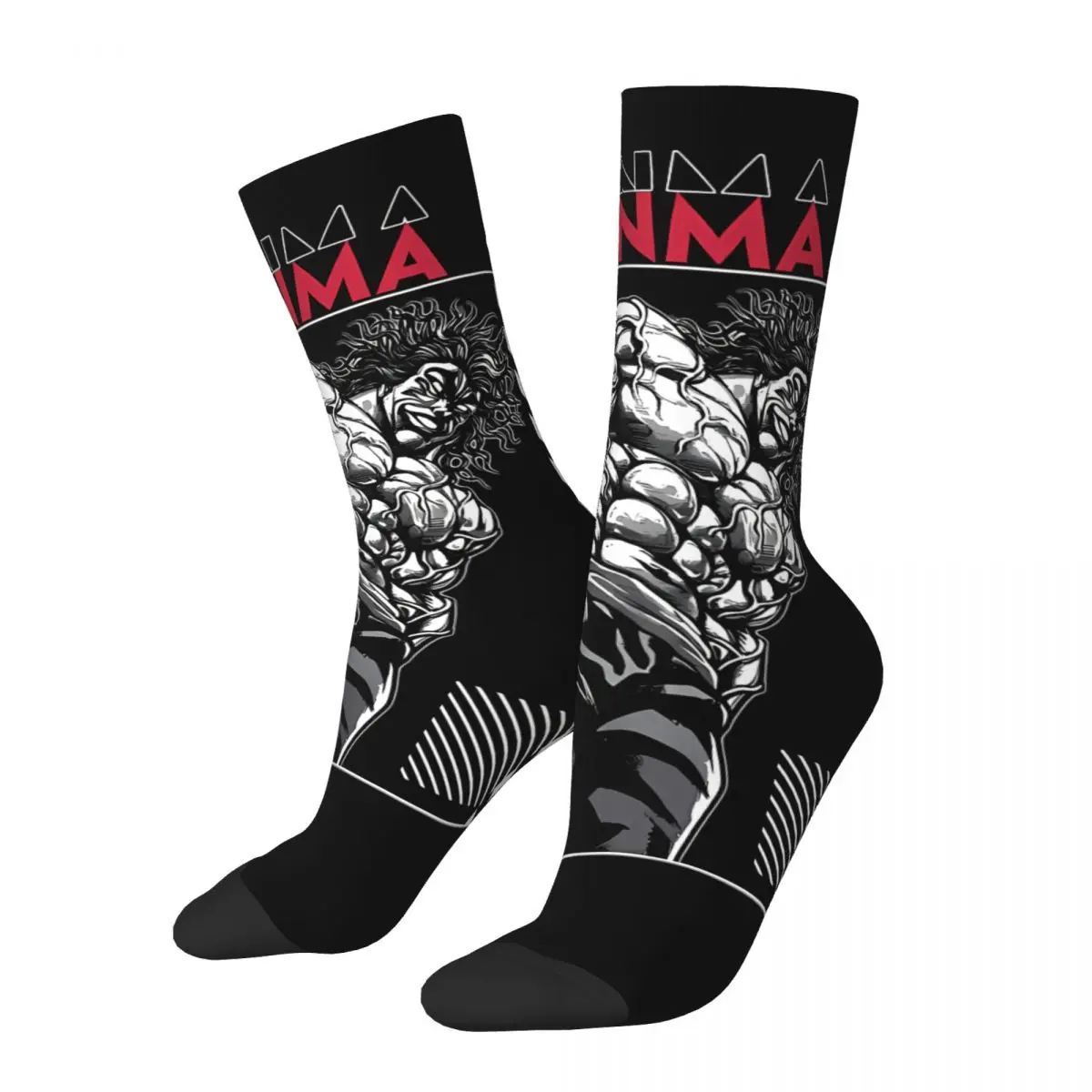 Hip Hop Vintage Yujiro Hanma . Crazy Men's compression Socks Unisex Baki Hanma Harajuku Seamless Printed Funny Novelty Happy