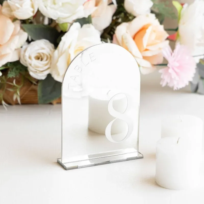 

Wedding Table Numbers with Stands,Acrylic Signs with White Numbers,Table Number for Table Setting,Reception,Anniversary, Event