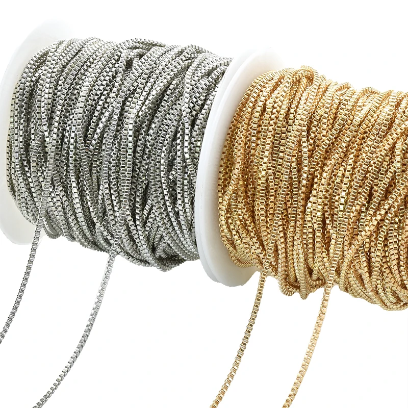 Moda 1.4mm żelazne pudełko łańcuszki KC pozłacany wenecki łańcuszek dla DIY naszyjnik bransoletka akcesoria do wyrobu biżuterii