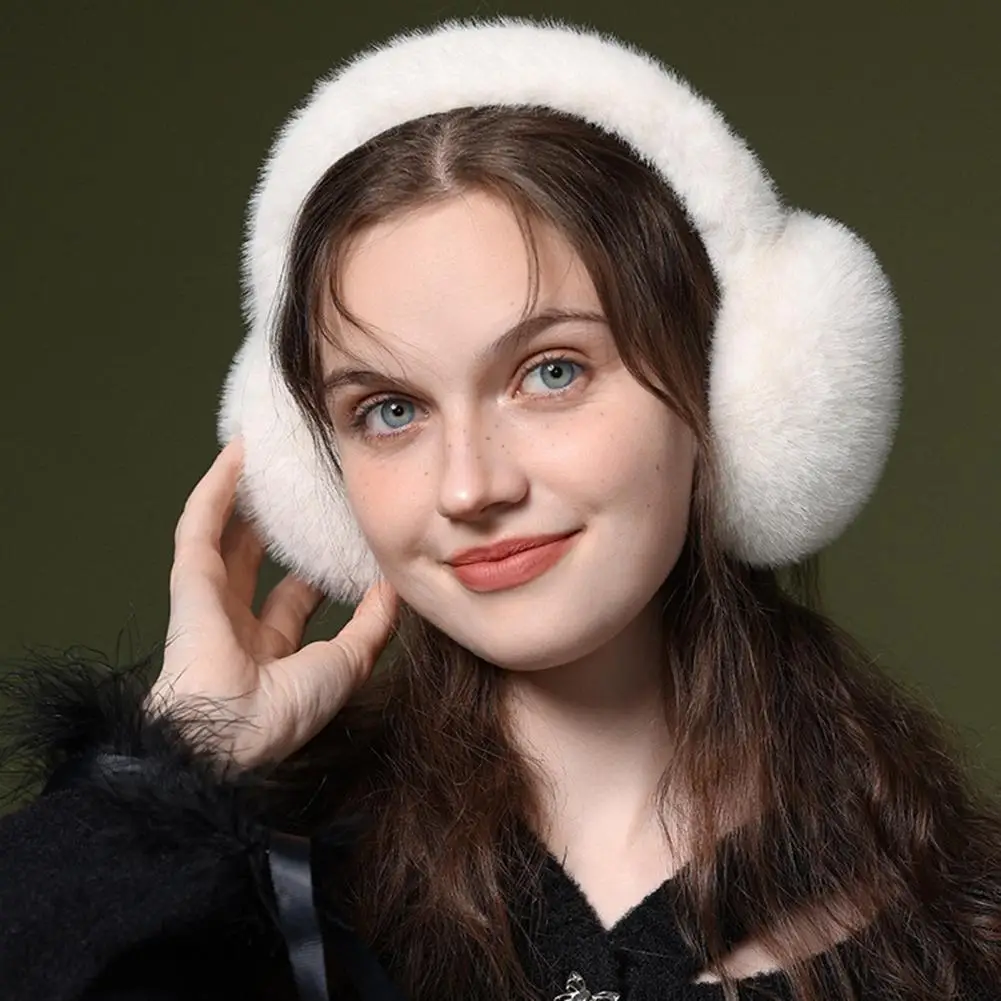 

Winter Women Earmuffs Cute Imitation Rabbit Fur Ear Warmer Solid Color Warm Foldable Soft Furry Ear Covers For Outdoor