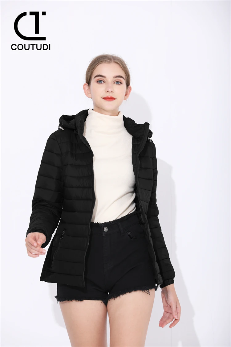 COUTUDI Long Sleeve Puffer Jackets for Women, Ultralight Down, Cotton Jacket, Warm Coat, Female Parkas, Fashion, Autumn Winter