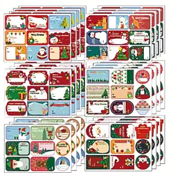 24Sheets Christmas Tag Stickers Cute Cartoon Christmas Name Gift Labels Self-Adhesive Paper Gift Labels for Xmas Holiday Present