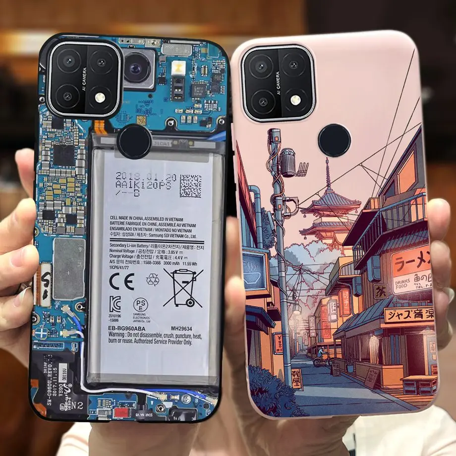 For Oppo A15 A15s Case Soft Silicone Phone Cases For OppoA15s A 15 s OppoA15 Cute Marble Moon Animals Back Cover Coque Capa Etui
