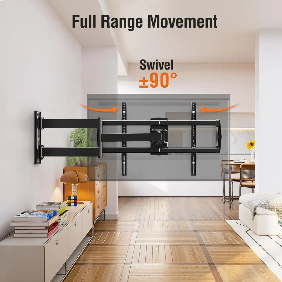 Support TV à bras long pour la plupart des téléviseurs de 4275 pouces, support mural pour TV d'angle à 32 bras d'extension long, support mural articulé pour TV pivotant