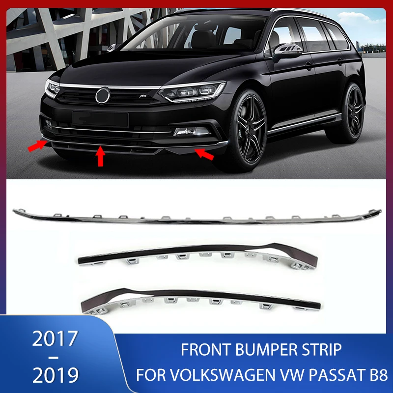 

Front Bumper Strip Moldings Middle Strips Decorative Fog Light Trims For Volkswagen VW Passat B8 2017 2018 2019 L3GD 853 245 2ZZ