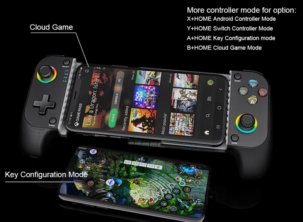 وحدة تحكم ألعاب الهاتف المحمول لأجهزة iPhone وAndroid مع ضوء RGB، تدعم Play PS Remote Play، Xbox Cloud والمزيد #4