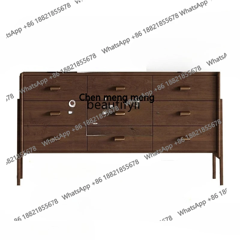 

Walnut color, living room storage drawer cabinet, Nordic nine chest cabinet, modern simple and creative storage cabinet H H