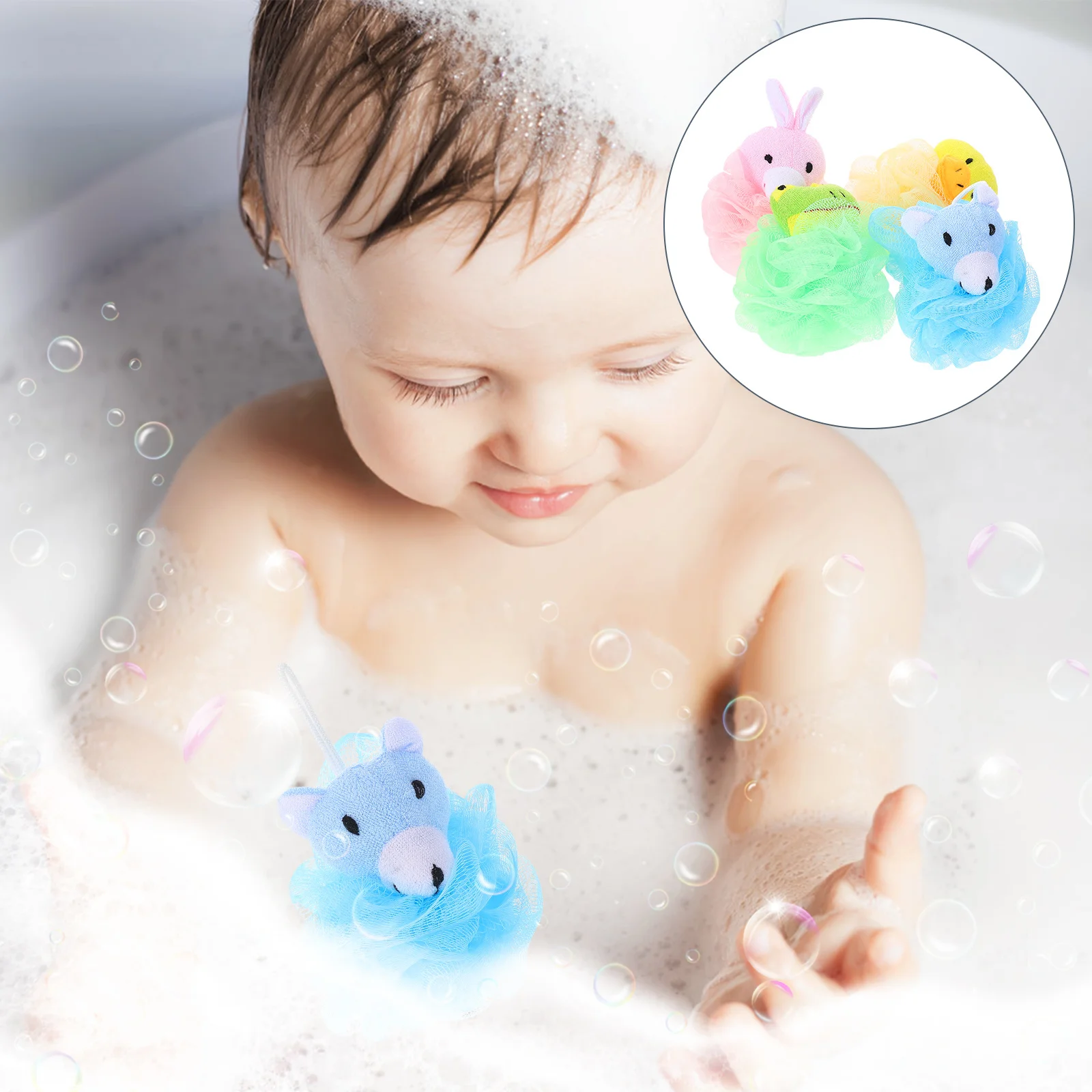 

4Pcs Cute Animal Bath Loofah Sponge for Bath Time Fun Soft Cleaning Scrubber Rich Lather Making Shower Sponge for