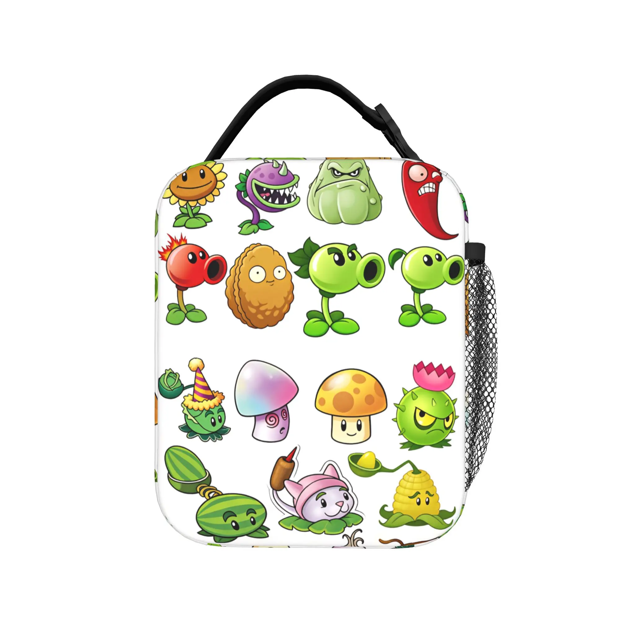Plants Vs Zombies Full Plant Character Lunch Bag Vintage Lunch Box Picnic Zipper Tote Food Bags For Women Oxford Cooler Bag