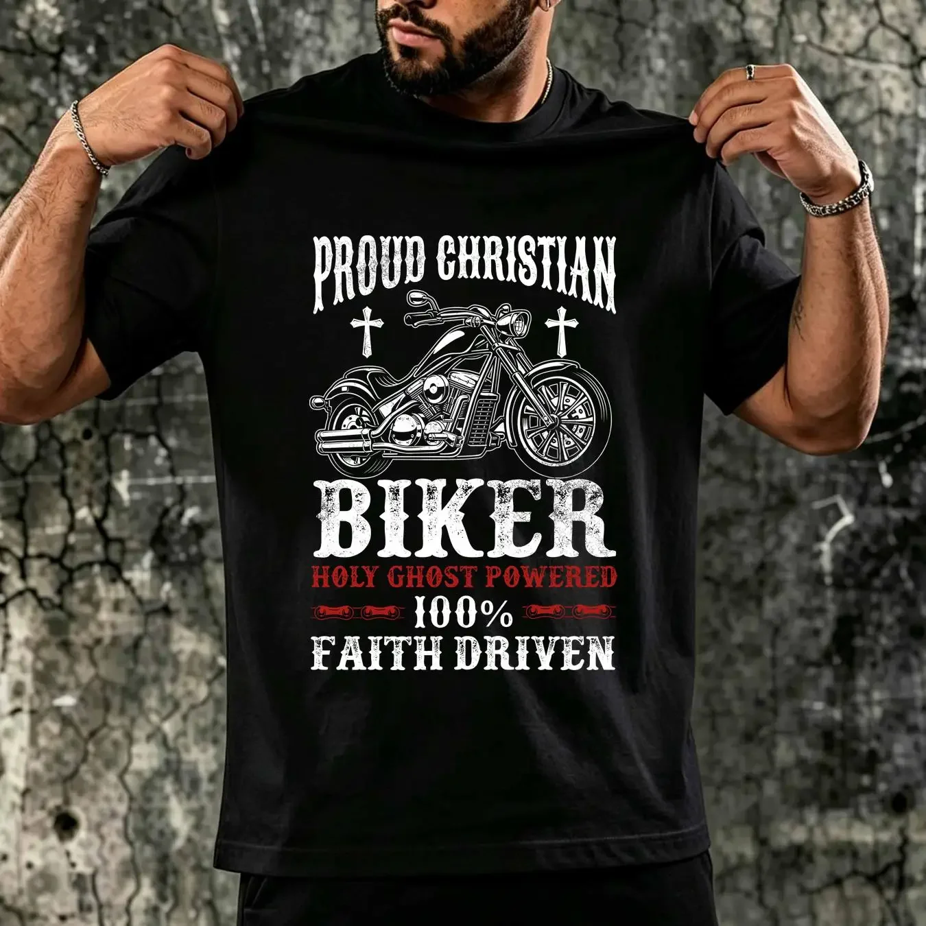 washed T Shirt Biker Retrovintage Proud Christian Holy Ghos Collaboration Backpack Large Capacity Cute Foldable 3d Printing