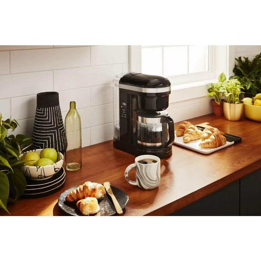 12カップドリップコーヒーメーカー、スパイラルシャワーヘッド付き、家庭およびオフィス用、調整可能な抽出強度を備えた効率的な抽出システム