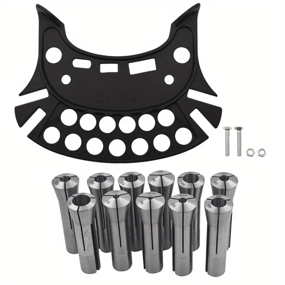 

11-Pack Precision R8 Collets Set 1/8-3/4 Mill Chuck Holder for Taper Spindle Mill Machine