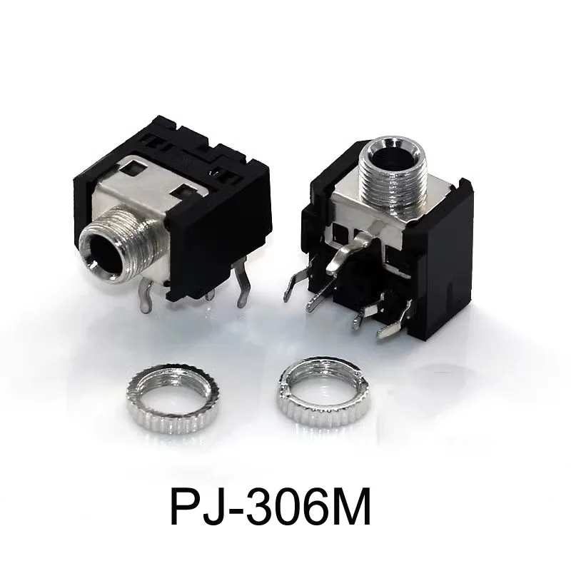 200PCS PJ-306 PJ-306M 3.5MM Female Socket Audio Connector 5 Pin DIP Jack Stereo Headphone Socket Connector PJ306 5 Feet Jack