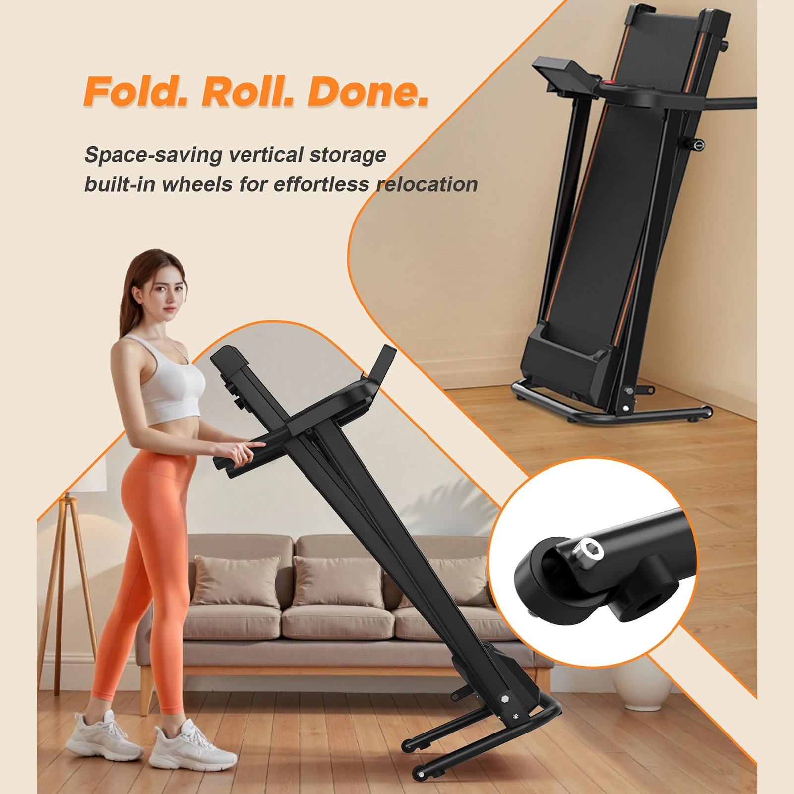 مشاية كهربائية قابلة للطي مع شاشة LED بسعة 300 رطل سعة 2.5 حصان محمولة قابلة للطي للجري للعيش #4