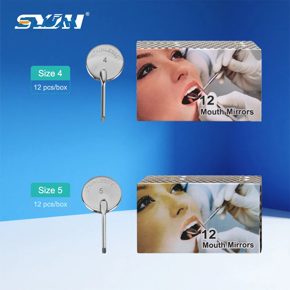 

SYJH 12Pcs/Box Dental Mouth Mirror Reflector Dental Mouth Mirror 4#/5# Oral Care Mouth Mirror Handle Dentist Equipment Tools