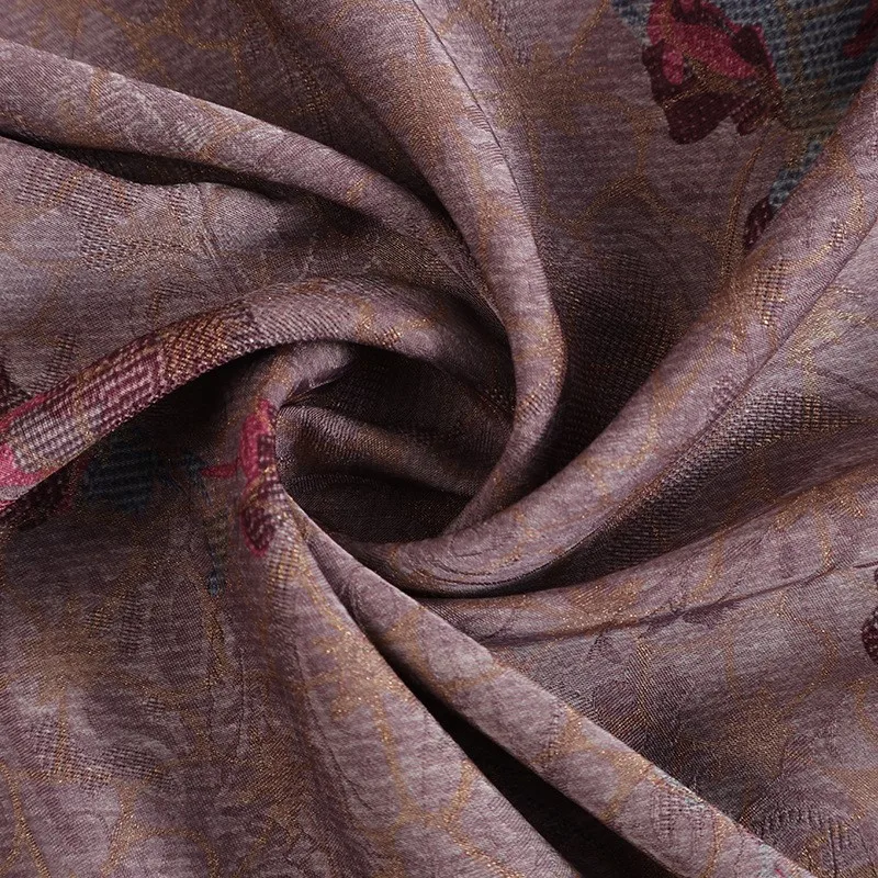 

190G gold-embossed printed all-polyester plant jacquard fabric spring and summer dress