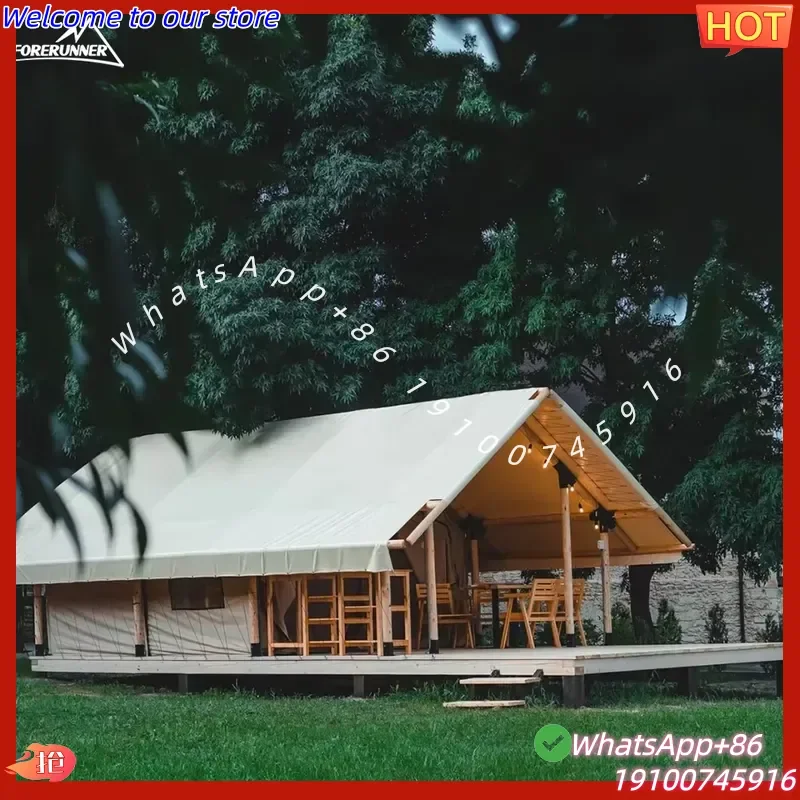 2026 5*9m Four-Season Safari Hotel Tent with PVC Fabric Waterproof & Quick Automatic Opening for Family Villa Glamping