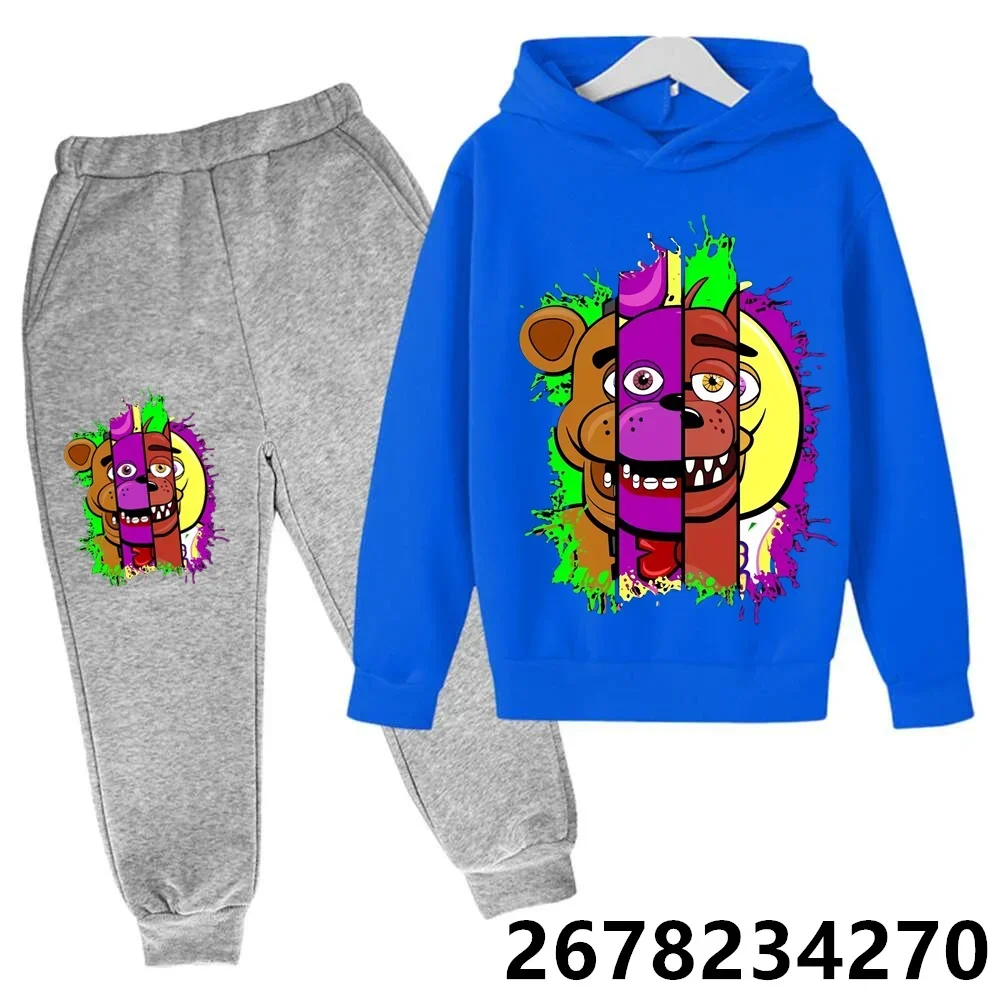 Kids Clothes Five Nights At Freddys Children Hooded Set Sweater Anime FNAF Hoodie Cartoon Long Sleeved Spring Autumn Sweatshirts