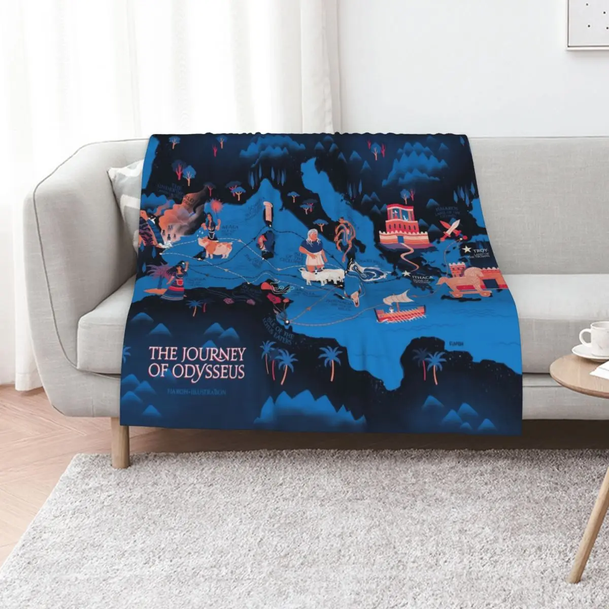 

Odyssey Map - Constellation safe for work Throw Blanket Stylish Decor Blanket Gift for Friends Roommate