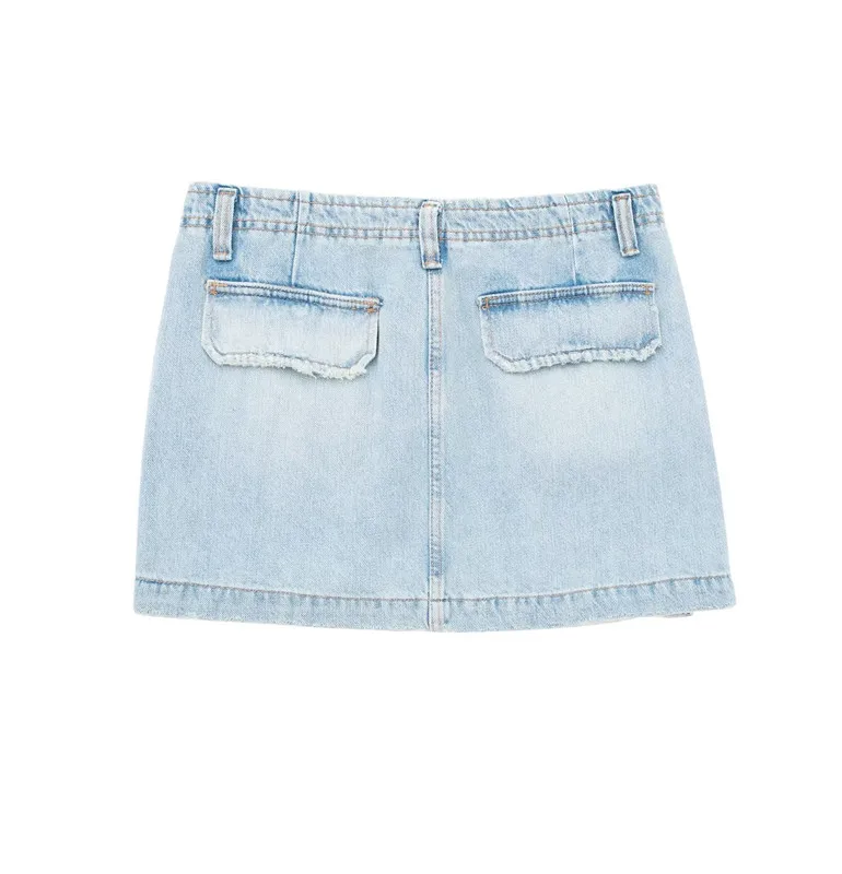 

Faionable High Waist Denim Skirt Women's Summer New Arrival Trendy Color Commute Sle A-Line ort Skirt