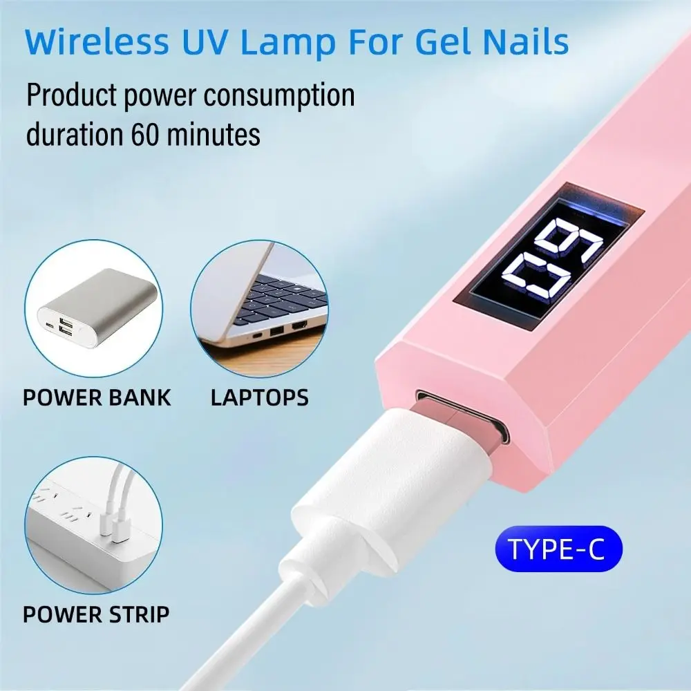 

Nail Art Tools TYPE-C Pen-Style Nail Lamp 180mAh Handheld Nail Dryer Portable With LED Display Uv Led Lamp for Gel Nails