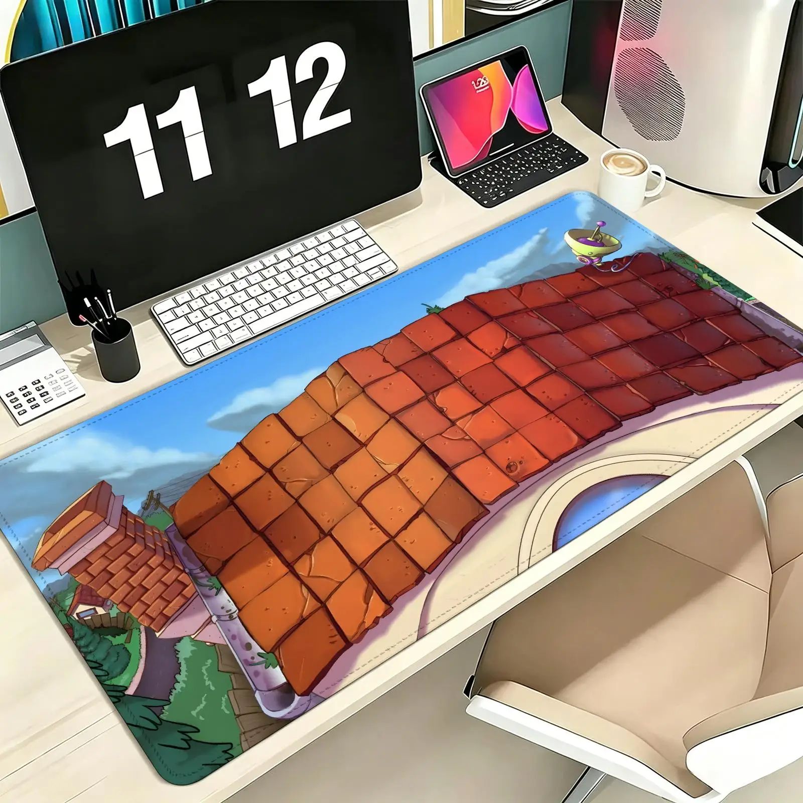 New PLANTS VS ZOMBIE Desk Mat PVZ MAPS Mouse Pad Tapetes De Mesa Teclado Borracha Kawai Tapete De Mesa Antiderrapante XL 90x40cm