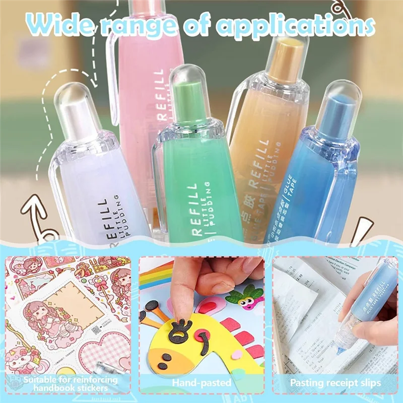 5 عبوات من 5 قطع من عداء الشريط المزدوج الجوانب القابل للسحب، أسطوانة شريط لاصق قابلة لإعادة الملء 0.23 بوصة × 16.40 قدم، أسطوانة شريط لاصق Ea