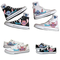 Kawaii Disney Stitch Canvas Shoes Summer New Thin Shoes Cartoon New High Top/low Top Versatile Men's Shoes Couple Style