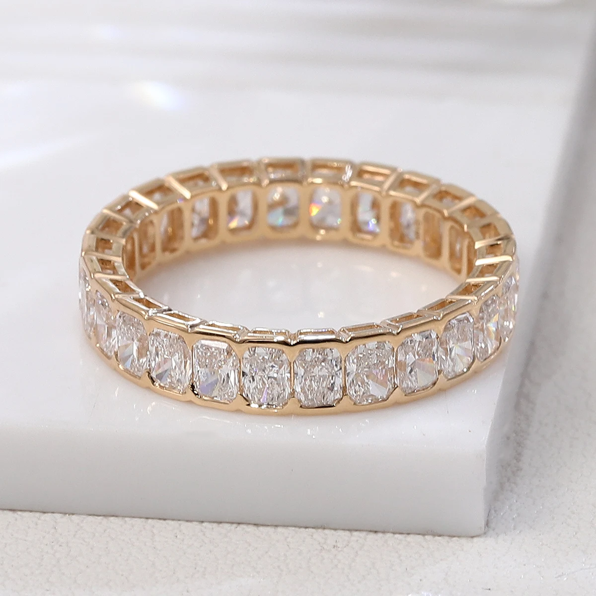 Provence Luxus-Vollband-Ring aus 10 Karat massivem Gold, strahlender Schliff, DEF/VS-Labordiamant, Hochzeit, Verlobungsring, Schmuck, Weihnachtsgeschenke