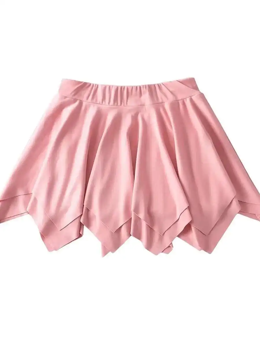 Letnia seksowna, czysta, luźna spódniczka mini z falbankami, damska spódnica z wysokim stanem, modelująca biodra, plisowana, w kształcie litery A, H2JI