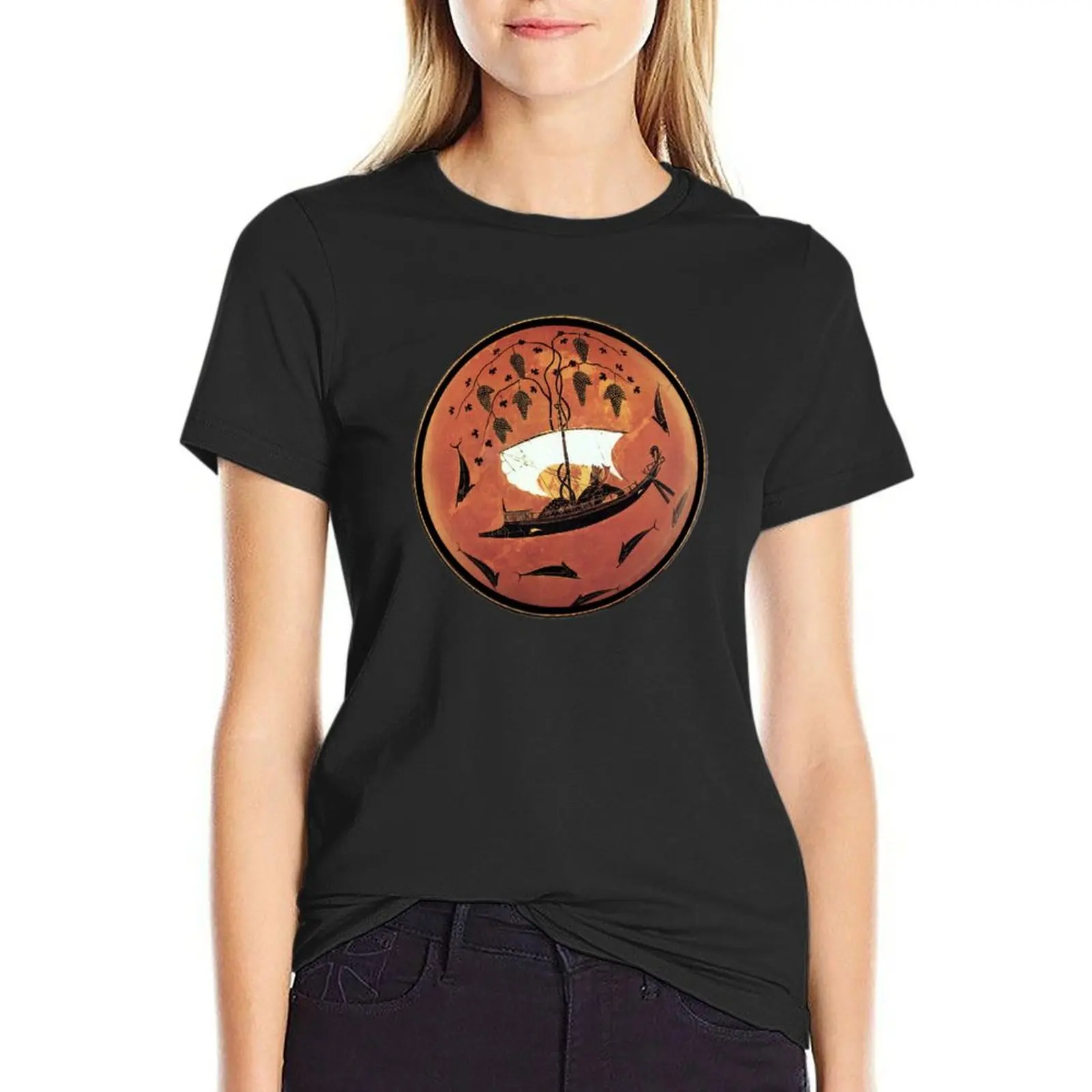 

Dionysos in a ship - Greek pottery T-Shirt customs design your own vintage heavyweights t-shirts for Women cotton