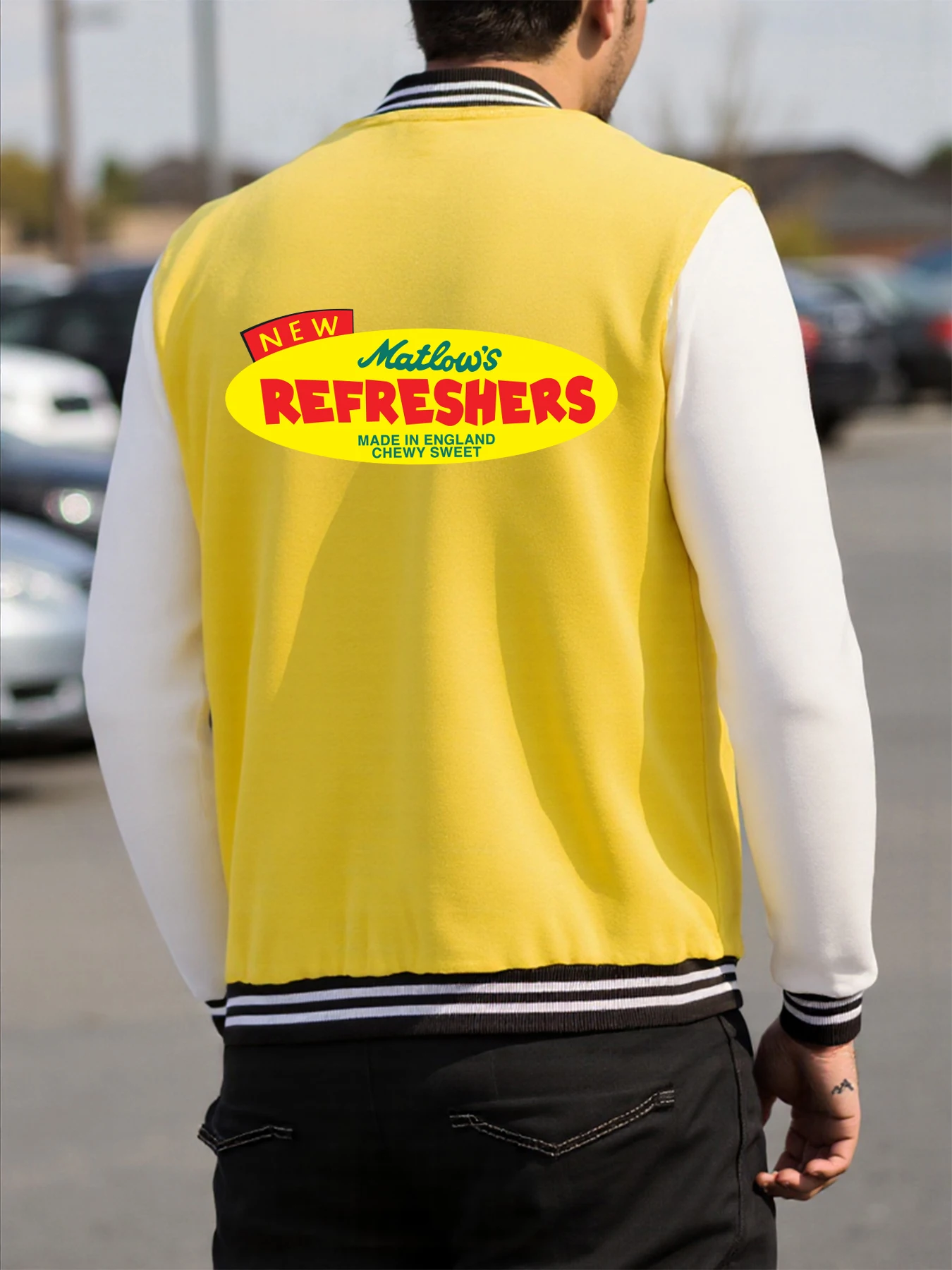 

New Refreshers Made In England Print Men Jacket Vintage Loose Coat Street Casual Long Sleeve Autumn All-Match Tracksuit Unisex