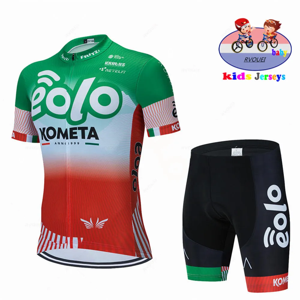 EOLO KOMETA Baby Team Quick Dry Kids Short Sleeve Cycling Jersey Set Children Breathable Bike Clothing Boys Summer Bicycle Wear