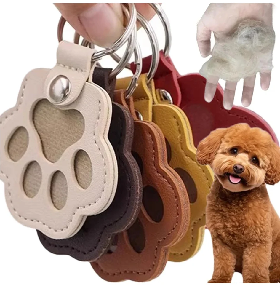 

New Kawaii Memorial Dog Cat Hair Storage Key Chain Container Cat Paw Shaped Keyring Portable Handmade DIY Keychains Accessories