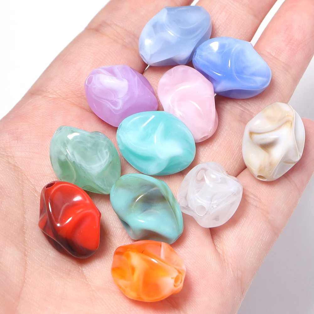 20 Stück Unregelmäßige Falten-Acrylperlen Zweifarbige Lose Abstandsperlen für Schmuckherstellung DIY Armband Ohrring Schlüsselanhänger Zubehör – Detail 7