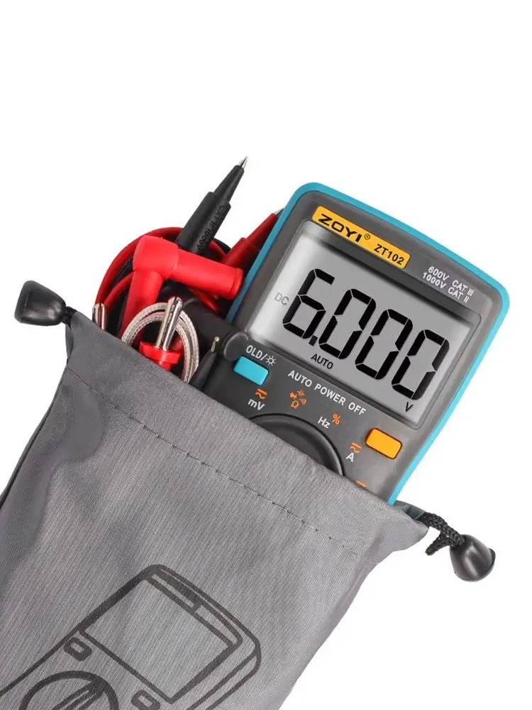 ZOYI Digital Multimeter ZT-102 Auto Range 6000 Count AC/DC Ammeter Voltmeter Ohm Hertz True RMS Tester Portable Meter