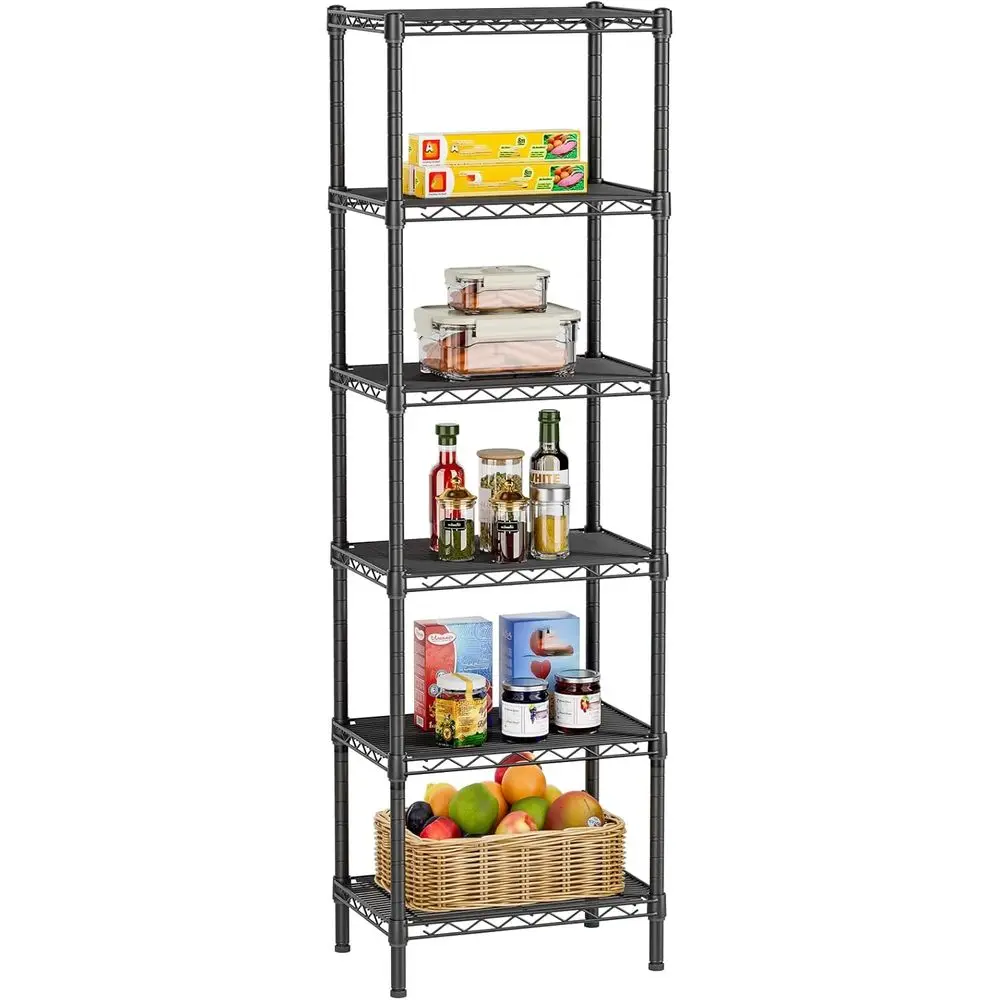 

6 Tier Adjustable Storage Mesh Metal Utility Shelves Wire Organizer Rack Home Kitchen Office Bathroom Pantry Room 10 x 16 x 60 B