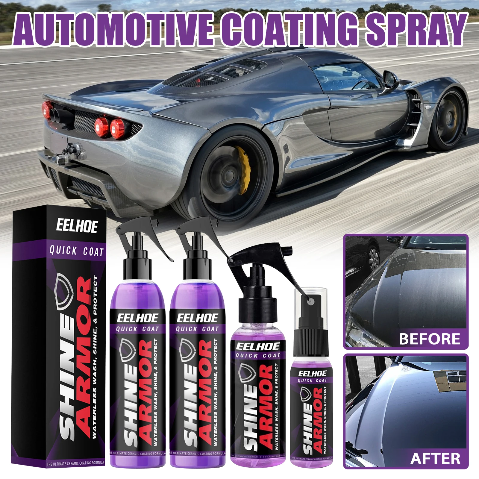 Purple Coating (100ml Boxed) - Hand-Spray Wax, Micro-Crystal and Nano-Coating Spray for Automotive Surface Protection