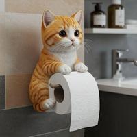 Cat Toilet Paper Holder Cat Toilet Tissue Holder Wall Mounted Roll Rack Cute Dispenser for Dorm Home RV Restroom Travel Kitchen