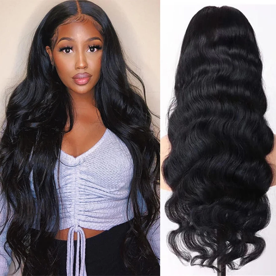 13X6 Body Wave Wig 13x4 HD Transparent Lace Front Wig Pre Plucked Bling Hair Glueless 4x4 Lace Closure Wig For Women Human Hair